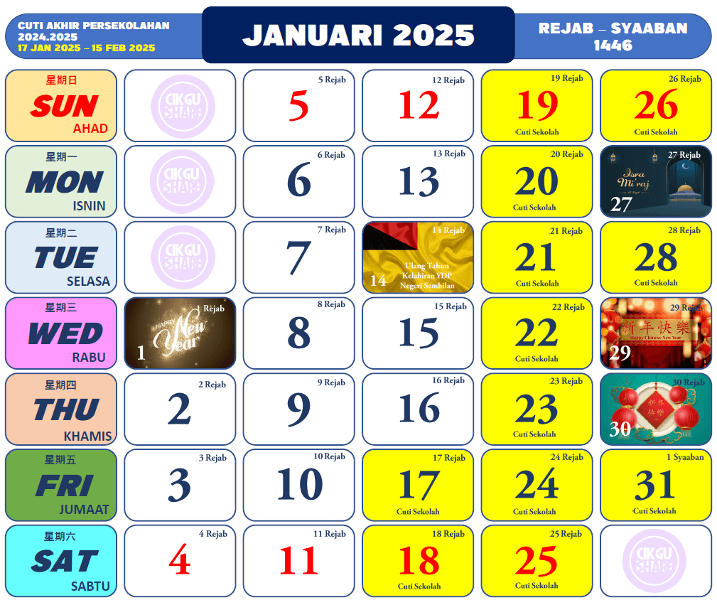 Cuti Sekolah Januari 2025