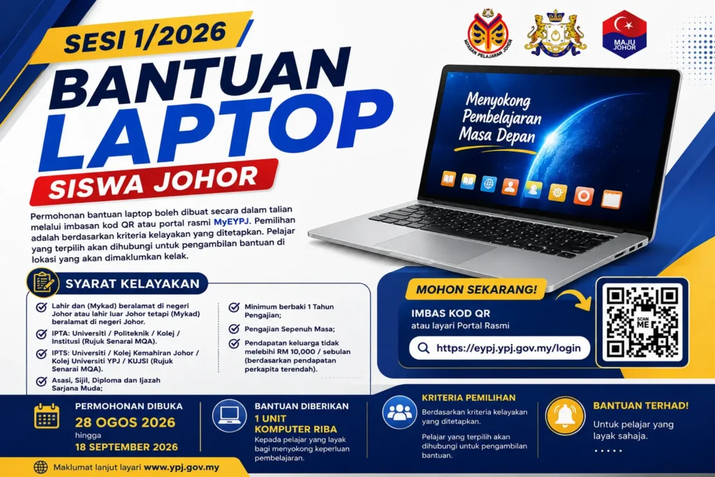 Bantuan Laptop Siswa Johor 2026 Semakan Syarat Kelayakan & Cara Mohon